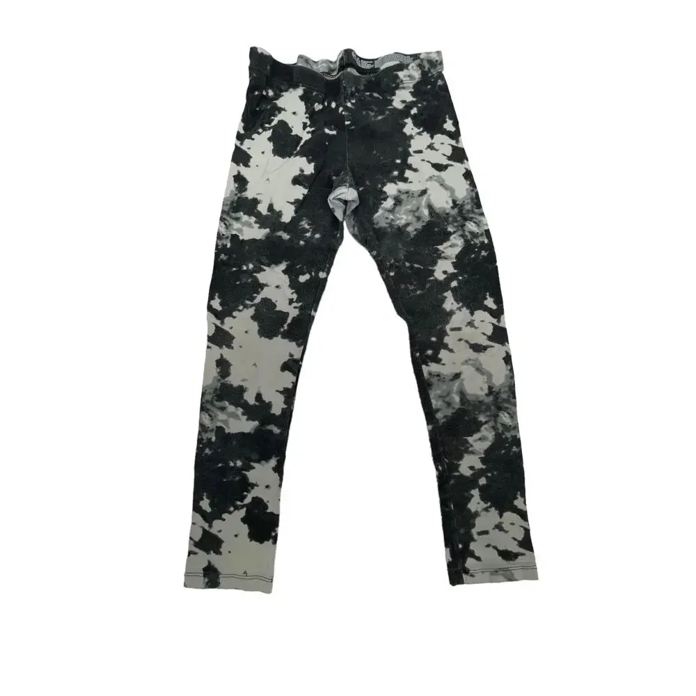 Wonder Nation Girls Black White Tie Dye Leggings Youth Size Large 10-12